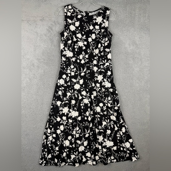 Talbots black and white sleeveless tank dress spandex blend preowned size small - Picture 3 of 9